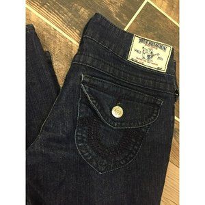 True‎ Religion Jeans 26 Julie Skinny Flap Pockets Dark Wash 26x33